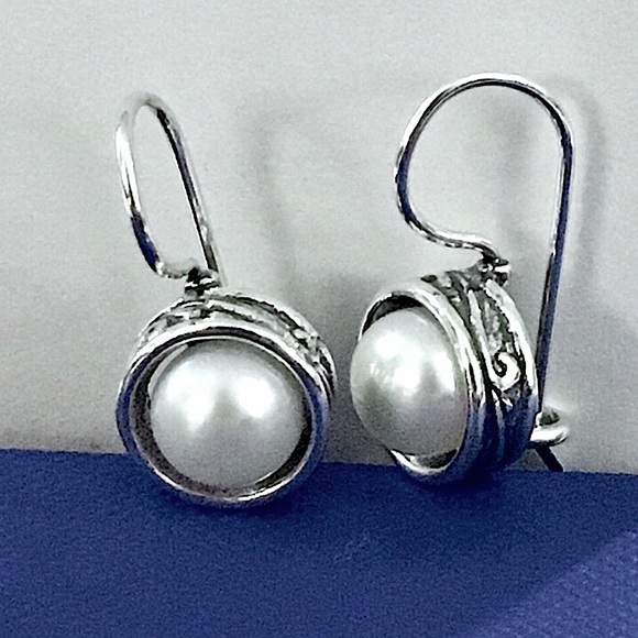 SILPADA Modern Fairytale Sterling Silver Freshwater Pearl Drop Dangle Earrings - Picture 6 of 12